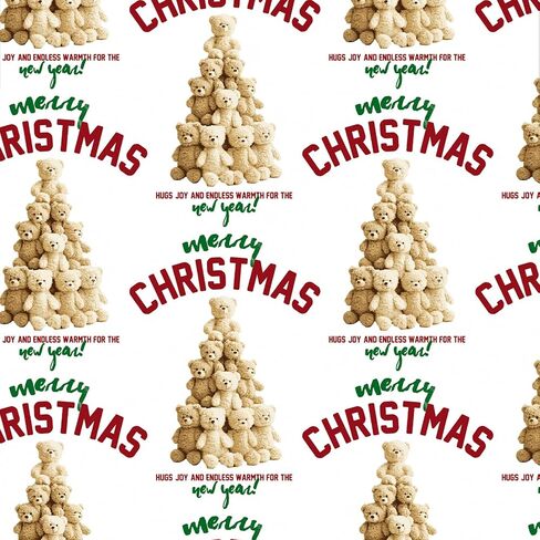 Ruspepa Christmas Bear Bear Wrapp Roll و Mini Roll و Cute Santa Honey Bear وتصميم شجرة الكريسماس مع غلاف هدايا نصي عزيزتي للأطفال والأصدقاء والعائلة وهدايا العطلات ، 17 بوصة × 16.4 قدمًا in Saudi Arabia