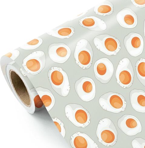 Wrapaholic Fried Egg Wapp Paper - Mini Roll - 17 inch × 16.5 قدم - بيض مقلي لطيف ورقة غلاف مضحكة لعيد الميلاد ، دش الطفل ، الأطفال DIY in Saudi Arabia