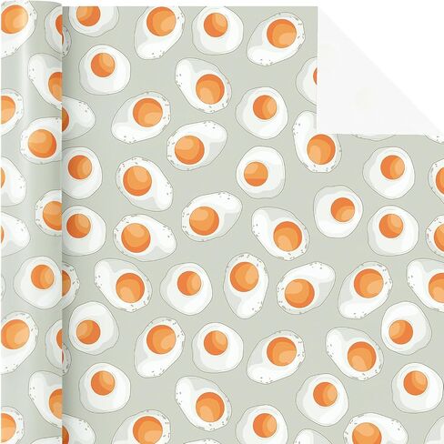 Wrapaholic Fried Egg Wapp Paper - Mini Roll - 17 inch × 16.5 قدم - بيض مقلي لطيف ورقة غلاف مضحكة لعيد الميلاد ، دش الطفل ، الأطفال DIY in Saudi Arabia