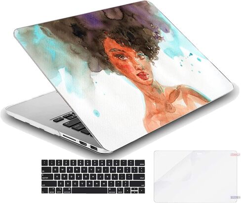 Mingdao متوافق مع MacBook Pro Pro مقاس 16 بوصة قذيفة الواقية الصلبة وغطاء لوحة المفاتيح (A2485 ، M1 Pro/Max ، 2021 إطلاق) - ألوان مائية الأفرو in Kuwait
