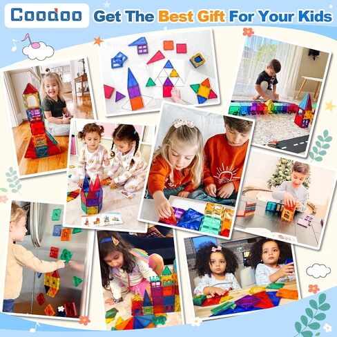 60 PCS Magnetic Building Tiles Kids Toys STEM Magnetic Blocks Sensory Toys Kids Games Magnet Building Toys for Boys and Girls Aged 3+, Kids Brain Development Preschool Kindergarten Toddler Toys in Kuwait