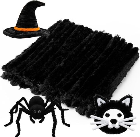 Caydo 50PCS Extra Thick Black Pipe Cleaners Craft Supplies Jumbo Pipe Cleaners Chenille Stems for Kids Craft DIY Projects Creative Halloween Decoration, (30 mm x 12 Inch) in Saudi Arabia