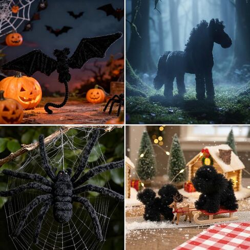 Caydo 50PCS Extra Thick Black Pipe Cleaners Craft Supplies Jumbo Pipe Cleaners Chenille Stems for Kids Craft DIY Projects Creative Halloween Decoration, (30 mm x 12 Inch) in Saudi Arabia