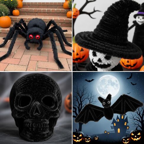 Caydo 50PCS Extra Thick Black Pipe Cleaners Craft Supplies Jumbo Pipe Cleaners Chenille Stems for Kids Craft DIY Projects Creative Halloween Decoration, (30 mm x 12 Inch) in Saudi Arabia