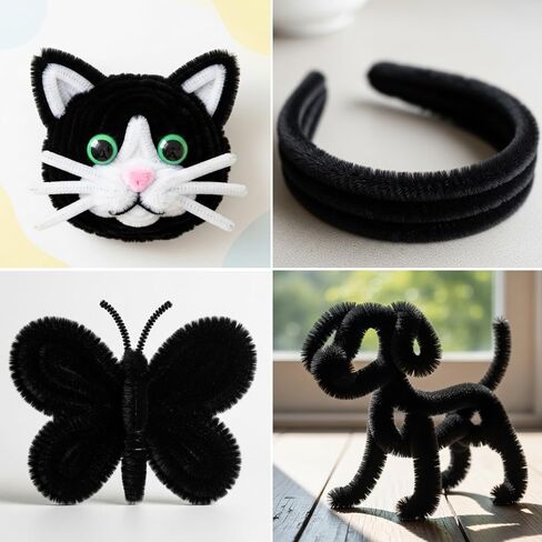 Caydo 50PCS Extra Thick Black Pipe Cleaners Craft Supplies Jumbo Pipe Cleaners Chenille Stems for Kids Craft DIY Projects Creative Halloween Decoration, (30 mm x 12 Inch) in Saudi Arabia