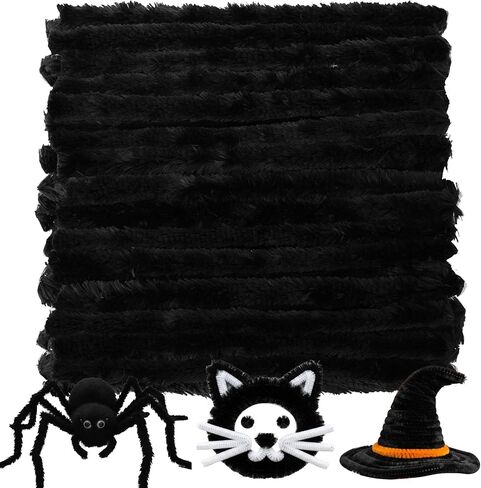 Caydo 50PCS Extra Thick Black Pipe Cleaners Craft Supplies Jumbo Pipe Cleaners Chenille Stems for Kids Craft DIY Projects Creative Halloween Decoration, (30 mm x 12 Inch) in Saudi Arabia