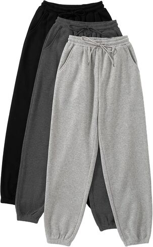 Floerns Women's 3 Piece Graphic Print Drawstring Waist Jogger Sweatpants in Saudi Arabia