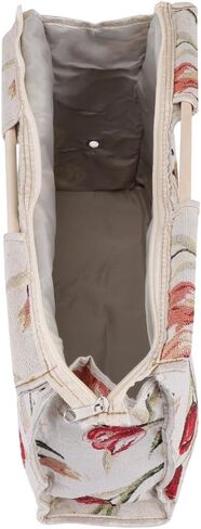 Pissente Wooden Wooden Handle Metting Bag Bag Organizer Storage Storage Storage storage storage storage storage ، with zipper ، for shicing elege tools ، yarn 16.5 × 11.8x4.3inch (زهرة حمراء) in Saudi Arabia
