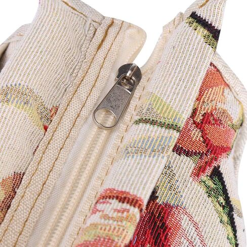 Pissente Wooden Wooden Handle Metting Bag Bag Organizer Storage Storage Storage storage storage storage storage ، with zipper ، for shicing elege tools ، yarn 16.5 × 11.8x4.3inch (زهرة حمراء) in Saudi Arabia