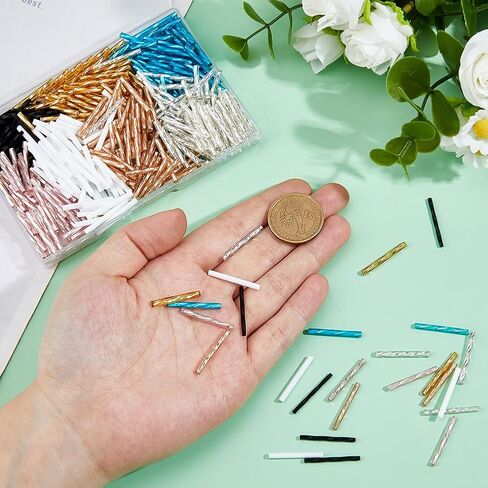 Superfindings 420pc 7 Color Glass Twisted Bugle Beads - Electroplate Epaque Tube Beads 2526x2.5mm ، الزجاج التشيكي لصنع المجوهرات DIY ، ثقب 1 مم in Saudi Arabia