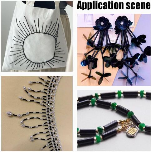 1176Pcs 6 Sizes Glass Tube Beads Black Bugle Seed Beads Mixed Size Tube Seed Craft Bead Assortment Bead for DIY Decoration Carfts Hole: 0.5-1mm in Saudi Arabia