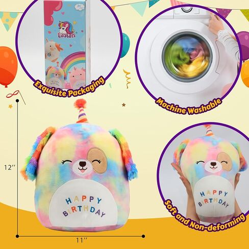 Easfan 20’’ Jumbo Rainbow Birthday Dog Giant Plush Pillow Soft Puppy Plush Toy Cute Dog Stuffed Animal Birthday Gift for Kids Toddlers in Saudi Arabia