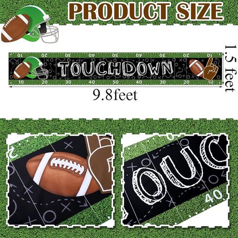 Oudain Large Football Party Decorations Football Birthday Banner Touchdown Banner Game Day Sports Fan Supplies with 1 Long Ribbon Football Backdrop Hanging Decorations in Saudi Arabia