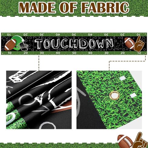Oudain Large Football Party Decorations Football Birthday Banner Touchdown Banner Game Day Sports Fan Supplies with 1 Long Ribbon Football Backdrop Hanging Decorations in Saudi Arabia