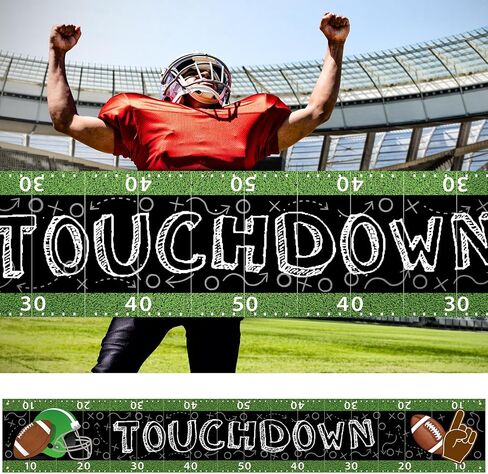 Oudain Large Football Party Decorations Football Birthday Banner Touchdown Banner Game Day Sports Fan Supplies with 1 Long Ribbon Football Backdrop Hanging Decorations in Saudi Arabia