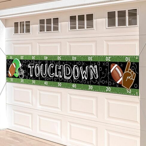 Oudain Large Football Party Decorations Football Birthday Banner Touchdown Banner Game Day Sports Fan Supplies with 1 Long Ribbon Football Backdrop Hanging Decorations in Saudi Arabia
