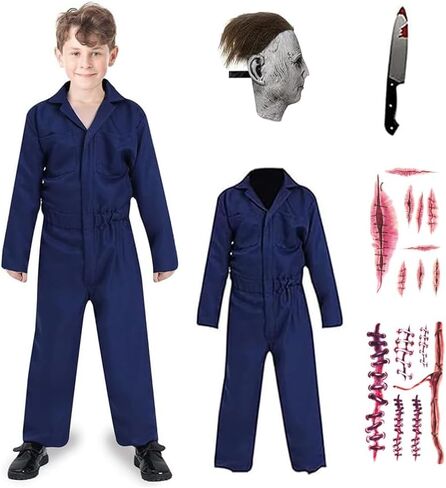 4pcs Michael Costume Mask Kids Assume Stiller Assume for Boys Phemsuit Assume Comple Outfits with Stickers in Kuwait