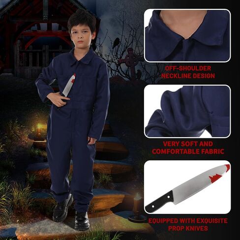 4pcs Michael Costume Mask Kids Assume Stiller Assume for Boys Phemsuit Assume Comple Outfits with Stickers in Kuwait