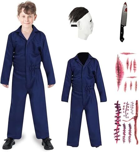 4pcs Michael Costume Mask Kids Assume Stiller Assume for Boys Phemsuit Assume Comple Outfits with Stickers in Saudi Arabia