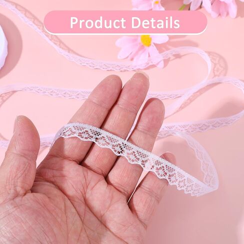 60 Yards White Lace Ribbon Roll Vintage Crochet Cotton Lace for Wedding Decorations DIY Crafts Scrapbooking Sewing Projects Gift Wrapping Christmas Ornaments Handmade Cards Floral Arrangement in Saudi Arabia