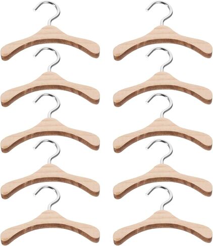 iplusmile 10pcs Wooden Doll Hangers, 2.95 Inch Mini Clothes Hangers for Doll Closet, Dollhouse Wardrobe Accessories, Clothing Storage and Display in Saudi Arabia