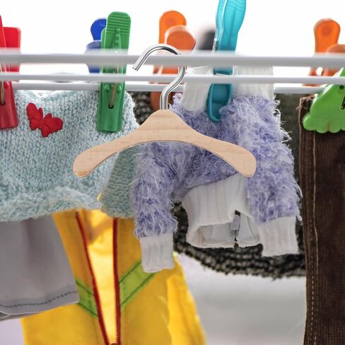 iplusmile 10pcs Wooden Doll Hangers, 2.95 Inch Mini Clothes Hangers for Doll Closet, Dollhouse Wardrobe Accessories, Clothing Storage and Display in Saudi Arabia