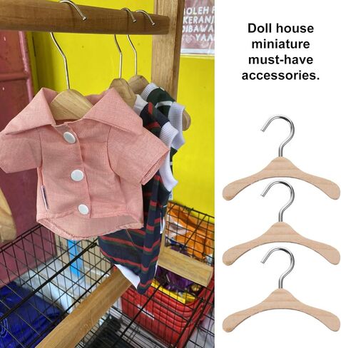 iplusmile 10pcs Wooden Doll Hangers, 2.95 Inch Mini Clothes Hangers for Doll Closet, Dollhouse Wardrobe Accessories, Clothing Storage and Display in Saudi Arabia