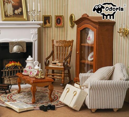 درج Dollhouse Dollhouse مع حديدي مصغرة: 1/12 SCALE STAIRS مع الدرابزين اليسرى للحديقة الخيالية - الأثاث الخشبي المصغر غير المكتمل DIY ، التجميع مطلوب in Kuwait