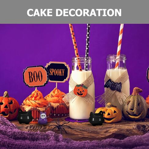 DECHOUS 20Pcs Mini Cauldron Halloween Dollhouse Miniature Witch Cauldron Set 1 12 Scale Doll House Decorations for Halloween Micro Landscape Party Decoration, Black in Saudi Arabia
