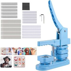 VEVOR Button Maker Machine, 1.97 x 1.97 in Square, Plastic Pin Maker with Tinplate Front Shells, Plastic Back Covers, Magnetic Backings and Transparent Films, Ergonomic Handle, for DIY Badges, Blue in Kuwait