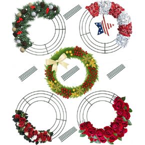 Pack of 5 Wire Wreath Frame (14 Inch) with 25 Twist Ties – Round Metal Wreath Form for Crafts & Floral Decorations on Weddings Christmas Home Party Celebrations, Dark Green in Saudi Arabia