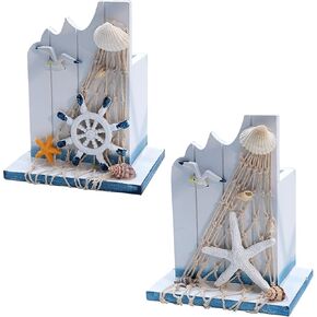 2 Pcs Wooden Decorative Nautical Pencil Holder Mediterranean Desktop Organizer Sailboat Pen Holder for Office Home Décor in Saudi Arabia