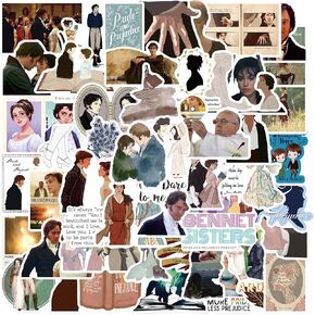 ملصقات 50pcs الكبرياء والتحامل ، ملصق مقاوم للماء الكلاسيكيين لزجاجة ماء البالغين في سن المراهقة ، الكمبيوتر المحمول ، لوح التزلج ، الدراجة ، الهاتف ، الكمبيوتر ، حالة السفر (الكبرياء والتحامل) in Kuwait