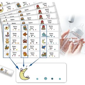 Custom Name Stickers Labels for Kids Stuff Daycare 96-240 Pcs Waterproof Child Bottle Labels 1.2 * 0.4" Personalized Tags for Cups, Helmets, Cars, School Kids Daily Essentials, Assorted 16 Icons in Kuwait