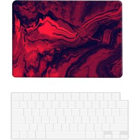 متوافق مع MacBook Pro 13 Inch Case 2021 2020 2019 2018 2017 2016 الإصدار M1 A2338 A2289 A2251 A2159 A1989 A1708 A1706 ، قشرة كمبيوتر محمول بلاستيكية ، جلد مفتاح ، أحمر أسود in Kuwait