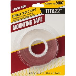 TITA22™ Clear Double-Sided Mounting Tape – 0.8 inch Wide, Heavy Duty, Strong Adhesive, Removable & Residue-Free, Sticky Tape for Walls, Glass, Metal, Wood & More (16.4 FT) in Saudi Arabia
