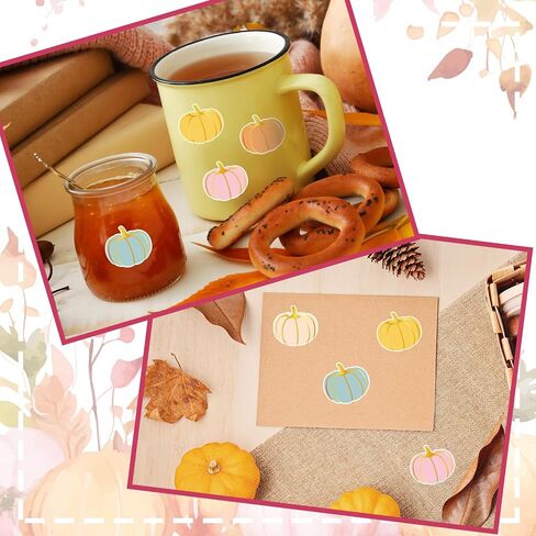 1000Pcs Fall Stickers Gold Foil Pastel Pumpkin Adhesive Paper Decals for Autumn Harvest Thanksgiving Party DIY Crafts Envelope Scrapbook Supplies in Saudi Arabia