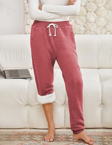 Yeokou Womens Sherpa Lined Sweatpants Winter Warm Fleece Pants in Kuwait