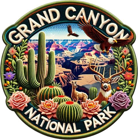 Grand Canyon National Park Patch 3 "من الحديد على سترة سترة الملابس ، شارة الطبيعة ، النباتات والحياة البرية ، مسارات المشي لمسافات طويلة ، مركبة زخرفية ، هدية تذكارية ، حيوان بري ، S3 in Saudi Arabia