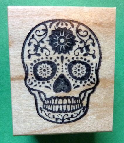 يوم جمجمة السكر من ختم المطاط الميت لـ Dia de De Los Muertos in Kuwait