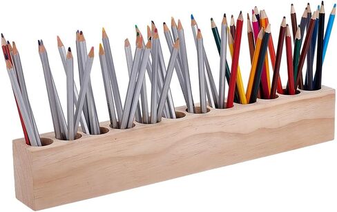 UNICRAFTALE Wooden Colored Pencil Holder Crayon Holder with 12 Holes Pencils Organizer Storage for Kids Storage Caddy Case Pen Holder for Colored Pencils Markers Crayons Desk Accessories in Saudi Arabia