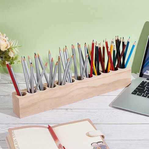 UNICRAFTALE Wooden Colored Pencil Holder Crayon Holder with 12 Holes Pencils Organizer Storage for Kids Storage Caddy Case Pen Holder for Colored Pencils Markers Crayons Desk Accessories in Saudi Arabia