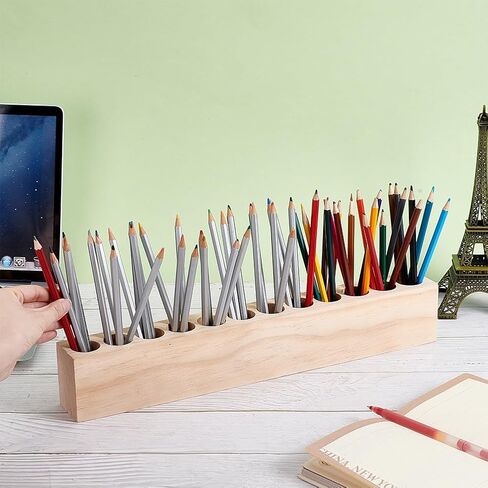 UNICRAFTALE Wooden Colored Pencil Holder Crayon Holder with 12 Holes Pencils Organizer Storage for Kids Storage Caddy Case Pen Holder for Colored Pencils Markers Crayons Desk Accessories in Saudi Arabia