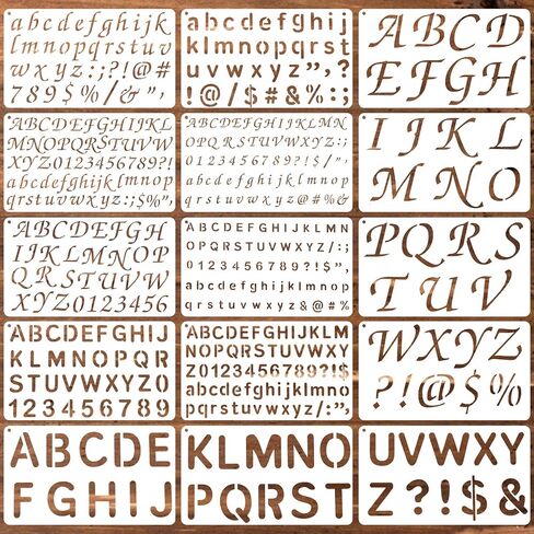 15 PCS ETTERTESTS ، قالب علامات ترقيم alphabet stencil قالب الحرف البلاستيكية لخشب الحائط الصخور الصخور اللافت in Kuwait