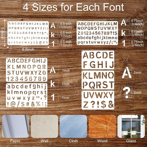 15 PCS ETTERTESTS ، قالب علامات ترقيم alphabet stencil قالب الحرف البلاستيكية لخشب الحائط الصخور الصخور اللافت in Kuwait