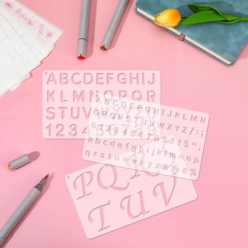 15 PCS ETTERTESTS ، قالب علامات ترقيم alphabet stencil قالب الحرف البلاستيكية لخشب الحائط الصخور الصخور اللافت in Kuwait