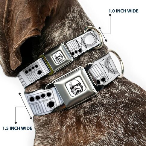 Star Wars Pet Collar, Dog Collar Metal Seatbelt Buckle, Star Wars Stormtroopers Utility Belt Bounding White Grays, 20 to 31 Inches 1.5 Inch Wide in Saudi Arabia
