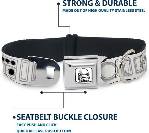 Star Wars Pet Collar, Dog Collar Metal Seatbelt Buckle, Star Wars Stormtroopers Utility Belt Bounding White Grays, 20 to 31 Inches 1.5 Inch Wide in Saudi Arabia