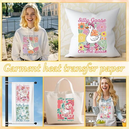 12 ورقة مضحكة أوزة مكواة على نقل القمصان ، بنقل DTF Floral Boho جاهزة للضغط على نقل الحرارة فينيل ، الحديد على ملصقات بقع لغطاء حقيبة الظهر غطاء وسادة DIY Cover DIY in Saudi Arabia