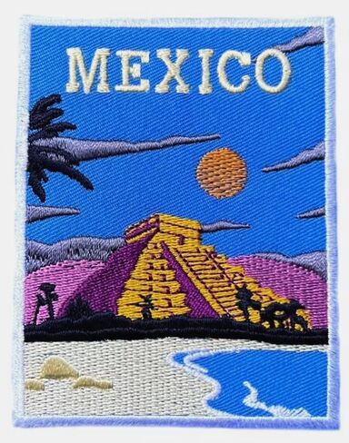 Generic Mexico Patch (3.5 Inch) Iron-on/Sew-on Badge El Castillo Mayan Temple Travel Souvenir Emblem Chichen Itza Yucatan Crest DIY Gift Patches, Large in Saudi Arabia